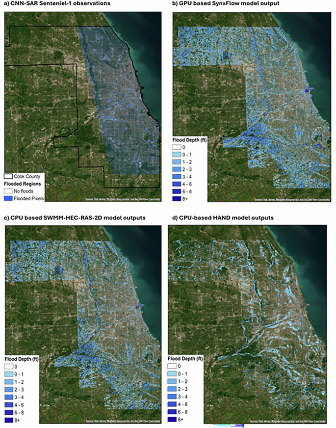 Fig. 3: Comparison between flood model outputs.