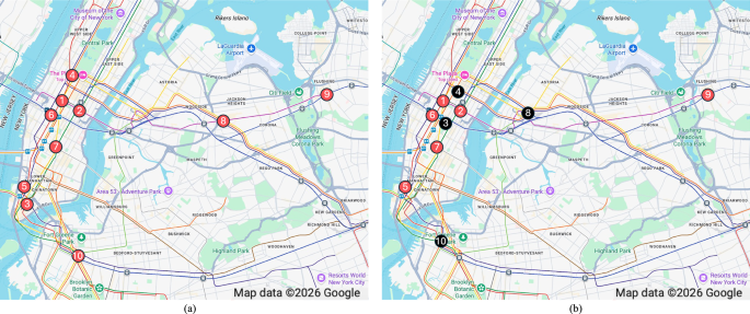 Fig. 5: Original and alternative station configurations enable sensitivity analysis of key findings to station selection.