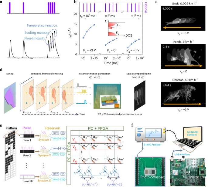 Fig. 6: Optoelectronic devices for in-sensor RNN.