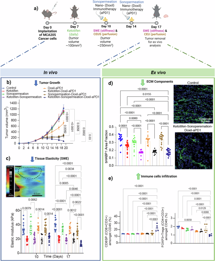 Fig. 2: Mechanotherapy and sonopermeation synergistically overcome abnormalities in the tumor microenvironment and improve the effectiveness of nano-immunotherapy in sarcomas.