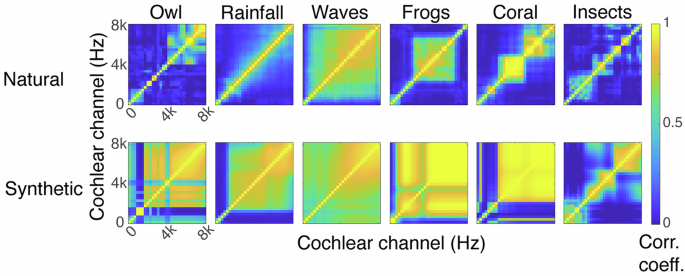 Fig. 5: Sound textures represented by C1 correlation for the sound components used in the installation.