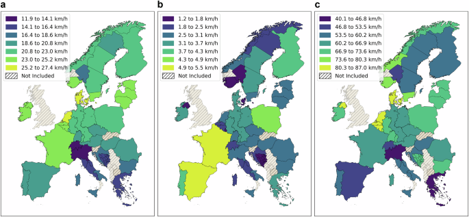 Fig. 7: BZ Wind Speed, Mean, Minimum, and Maximum Map.
