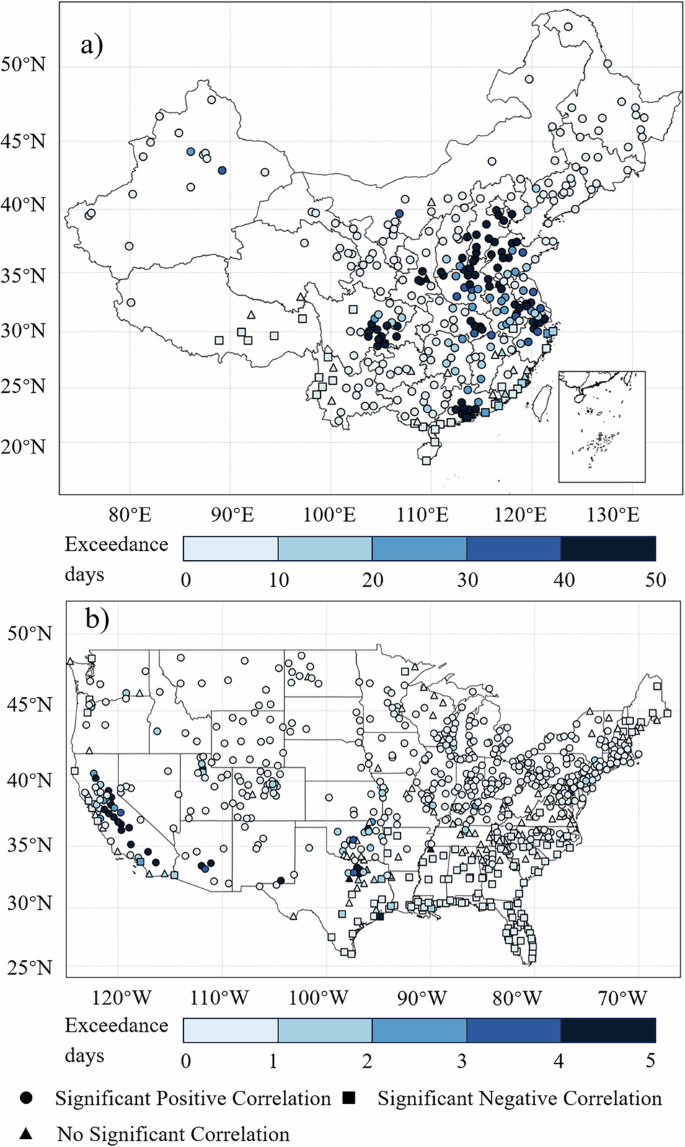Fig. 6: Ozone exceedance under high-temperature conditions.