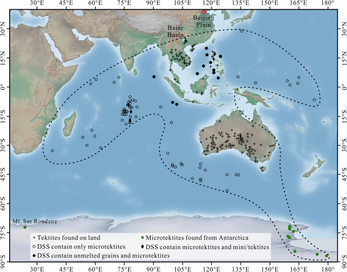 Fig. 1: The geographic boundary of Australasian strewn field (AASF).