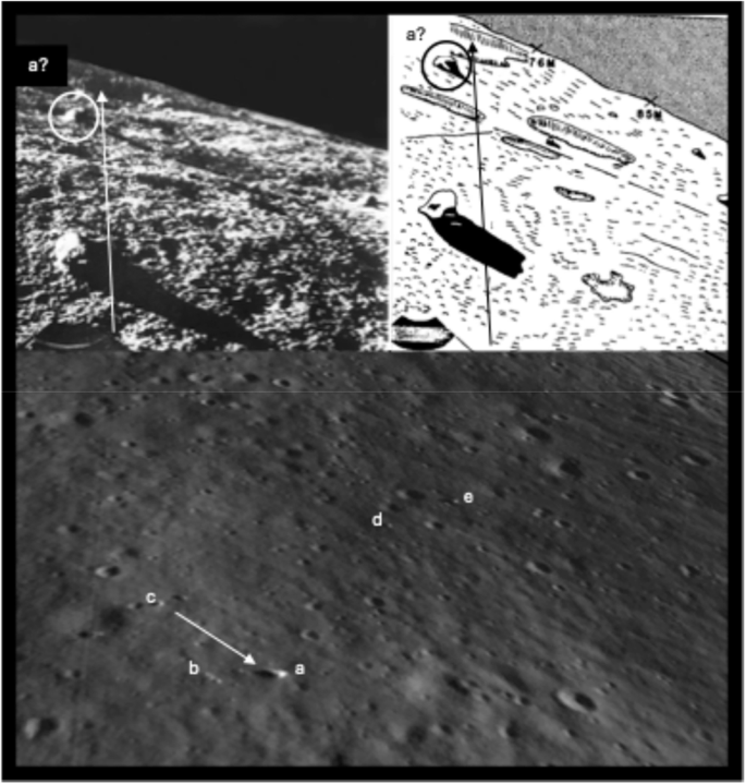 Fig. 5: A first approximate potential match between Luna 9’s camera view of the lunar surface and a 3D rendering of the site in which the YOLO-ETA machine learning model has made an identification of the spacecraft.