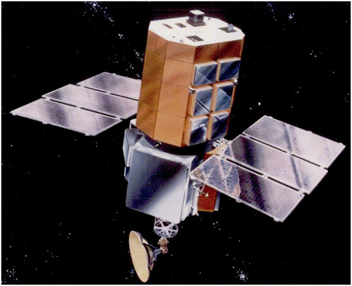 Fig. 1: Image of the Solar Maximum Mission satellite, first repaired on orbit in 1984 by astronauts James van Hoften and George Nelson during a Space Shuttle servicing mission.