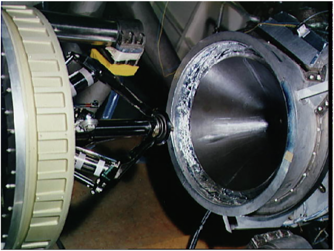 Fig. 3: Closeup view of docking system of the Apollo spacecraft showing mating interfaces and alignment guides.