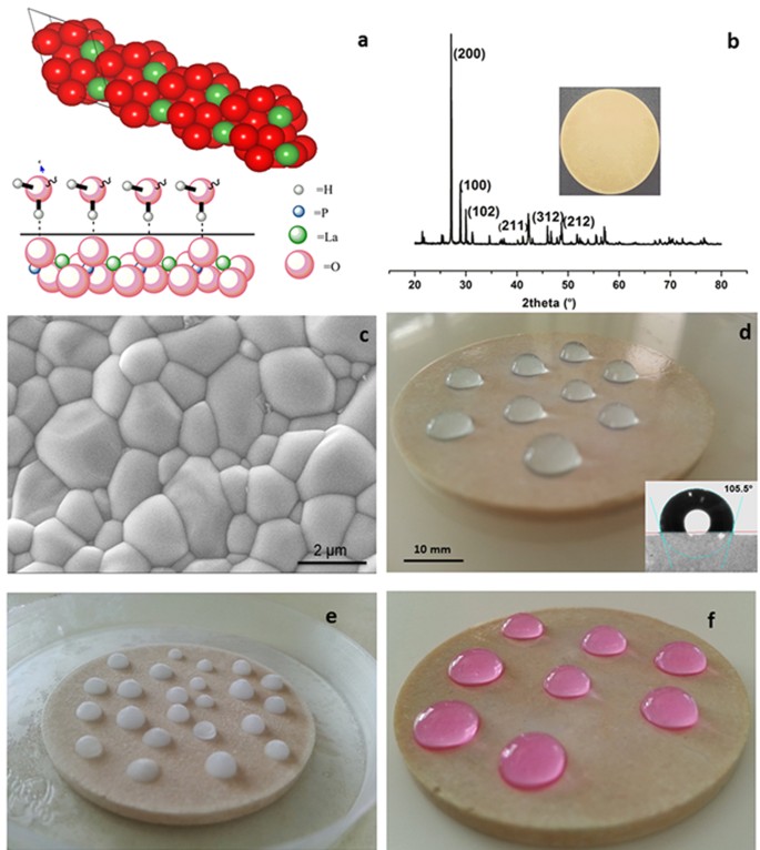 Hydrophobic And Metallophobic Surfaces Highly Stable Non Wetting Inorganic Surfaces Based On Lanthanum Phosphate Nanorods Scientific Reports