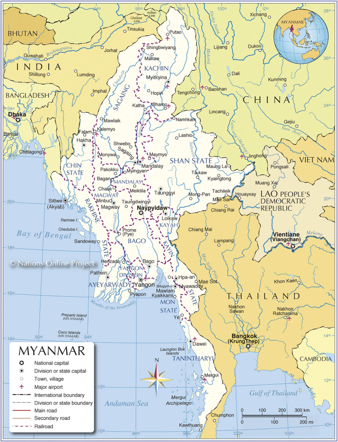 Get Myanmar Map Drawing Scale Background