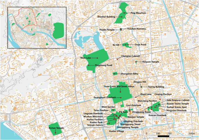 Fig. 6: Distribution of historical and cultural heritage in Gulou District.