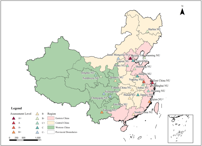 Fig. 1: Map of Chinese normal universities as sources of research data.