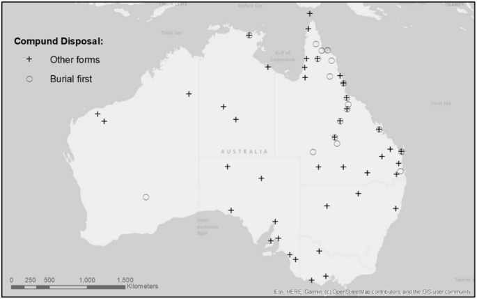 Fig. 10: Distribution of societies with compound disposal mortuary rites.