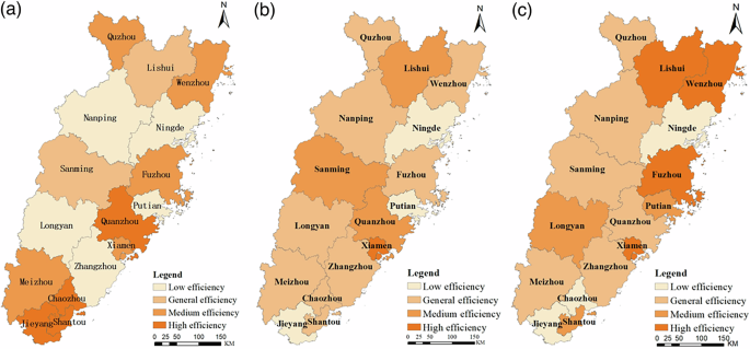 Fig. 4: Spatial distribution of CEE and decomposition efficiency.