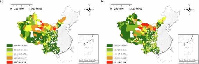 Fig. 3: Spatial classification of livelihood infrastructure in western counties using the natural breaks method.