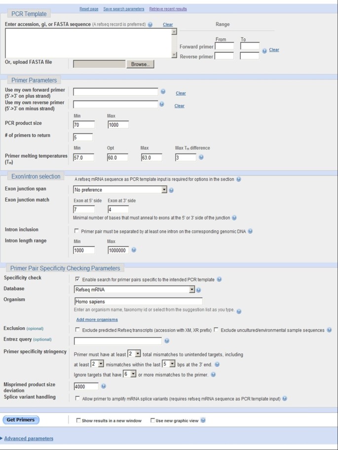 Primer-BLAST: A tool to design target-specific primers for polymerase chain  reaction | BMC Bioinformatics | Full Text