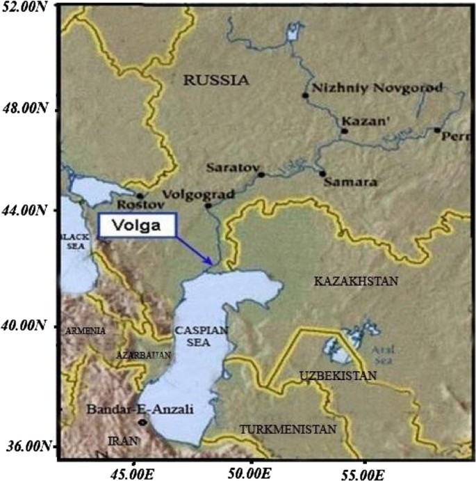 Карта рек впадающих в каспийское море