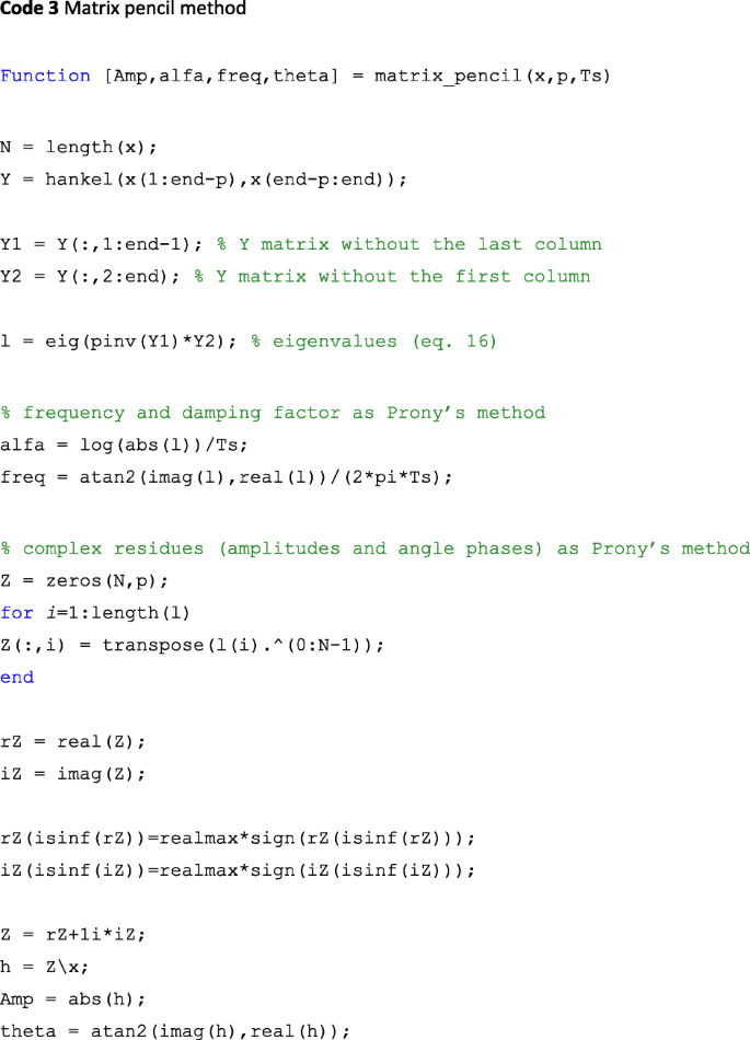 Coding Prony's method in MATLAB and applying it to biomedical signal  filtering | BMC Bioinformatics | Full Text