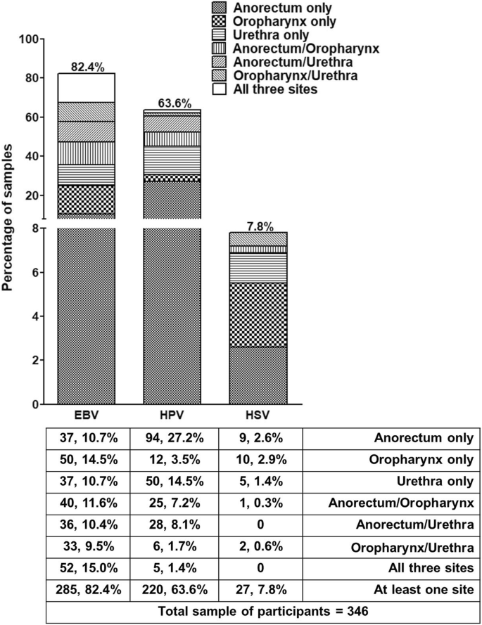 Prevalence and anatomical sites of human papillomavirus, Epstein-Barr virus and herpes simplex virus infections in men who have sex with men, Khon Kaen, Thailand | BMC Infectious Diseases | Full Text Prevalence and anatomical sites of human papillomavirus, Epstein-Barr virus and herpes simplex virus infections in men who have sex with men, Khon Kaen, Thailand | BMC Infectious Diseases | Full Text