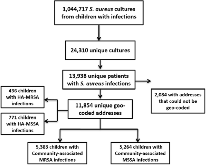 Geographic Surveillance Of Community Associated Mrsa Infections In Children Using Electronic Health Record Data Bmc Infectious Diseases Full Text