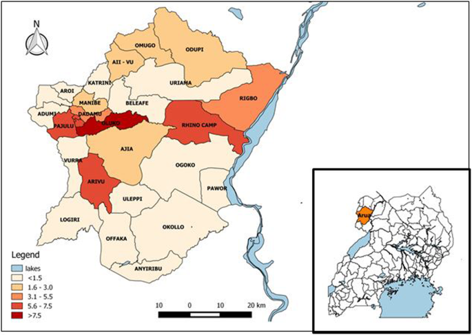 Map Of Arua District Multidrug-Resistant Tuberculosis Outbreak Associated With Poor Treatment  Adherence And Delayed Treatment: Arua District, Uganda, 2013–2017 | Bmc  Infectious Diseases | Full Text