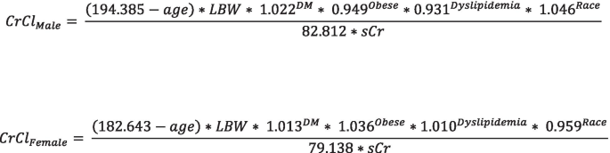 Evaluation and enhancement of standard equations for renal function  estimation in individuals with components of metabolic disease | BMC  Nephrology | Full Text