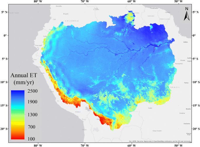 The spatial variability of actual evapotranspiration across the Amazon  River Basin based on remote sensing products validated with flux towers |  Ecological Processes | Full Text