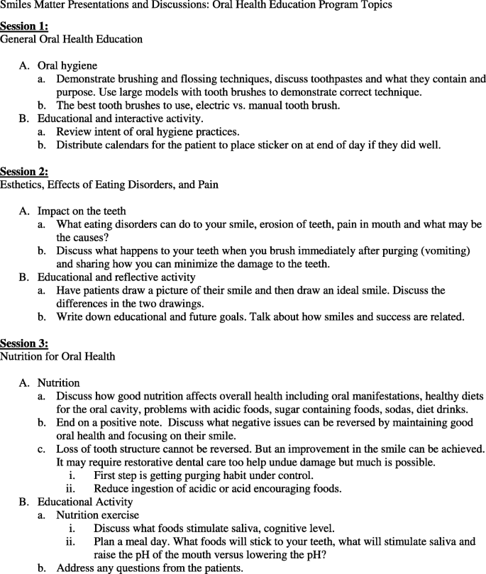 Impact Of An Oral Health Education Intervention Among A Group Of Patients With Eating Disorders Anorexia Nervosa And Bulimia Nervosa Journal Of Eating Disorders Full Text