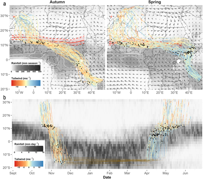 Adaptive Drift And Barrier Avoidance By A Fly Forage Migrant Along A Climate Driven Flyway Movement Ecology Full Text