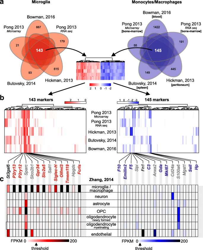 Comprehensive gene expression meta-analysis identifies signature genes that  distinguish microglia from peripheral monocytes/macrophages in health and  glioma | Acta Neuropathologica Communications | Full Text