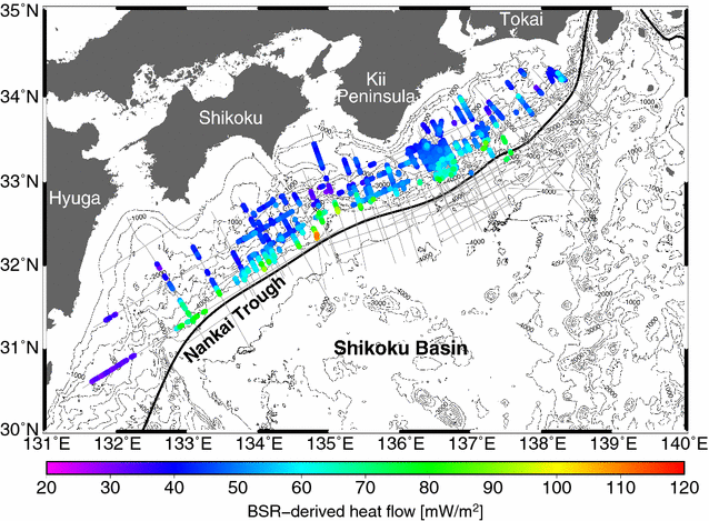 Distribution and depth of bottom-simulating reflectors in the Nankai  subduction margin | Earth, Planets and Space | Full Text