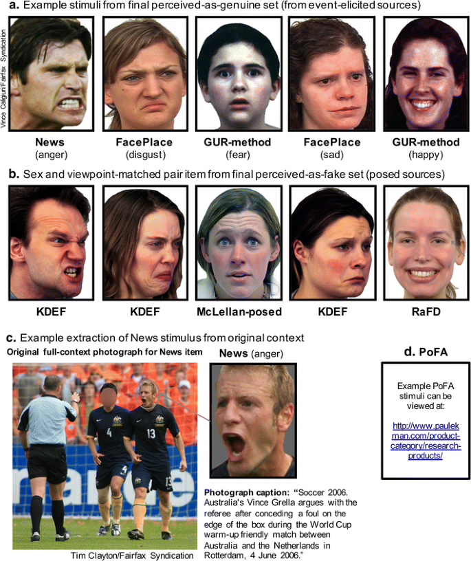 Perceived Emotion Genuineness Normative Ratings For Popular Facial Expression Stimuli And The Development Of Perceived As Genuine And Perceived As Fake Sets Springerlink