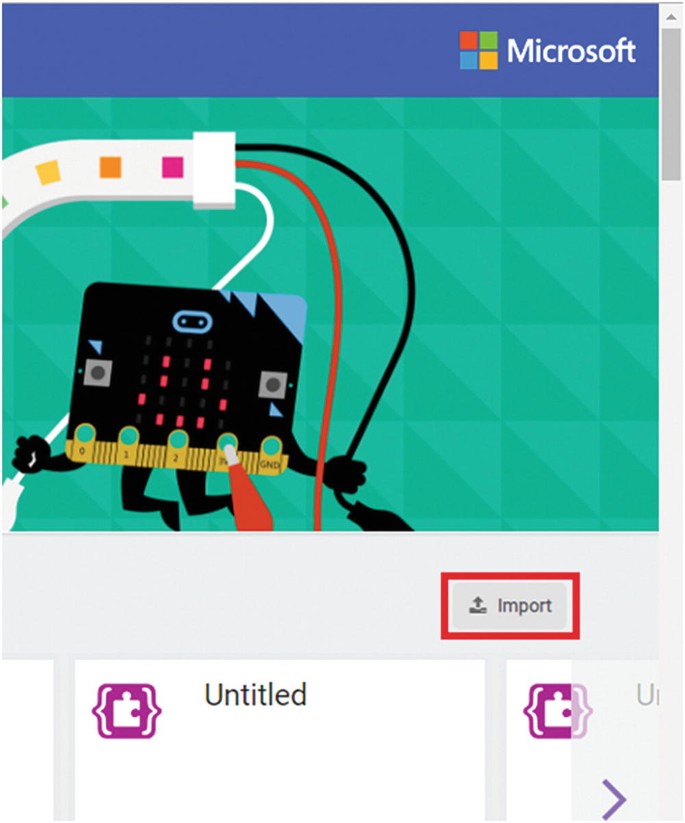 The user interface of the Microsoft MakeCode Micro:bit editor