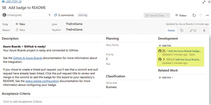 Add status badges for your GitHub repo - Azure Boards