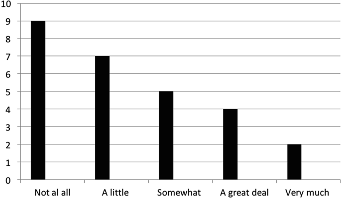 A bar graph of the support from the institution depicts the parameters, not at all, a little, somewhat, a great deal and very much. Not at all has the highest numbers.