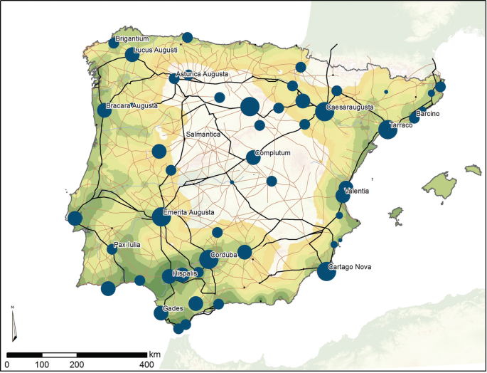 A map of Spain highlights the main source of wealth that was exploited by the Romans from the Iberian Peninsula.