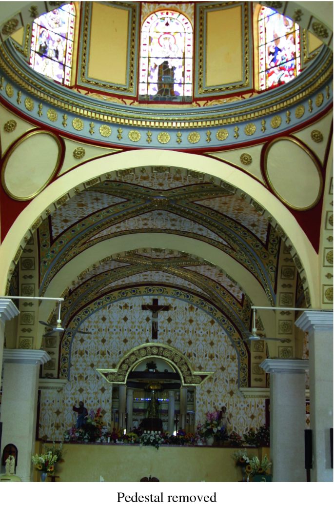 A photo of the altar in the church after the Vatican second.