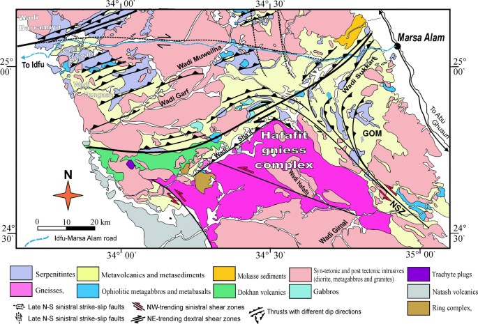 Geological map Wadi Ghadir-Gabal Zabara area after Conoco (1987