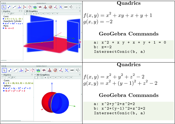 Intersecting Two Quadrics With Geogebra Springerlink