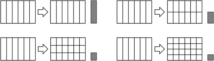 Four sets of boxes with horizontal and vertices lines make many boxes inside rectangular boxes.