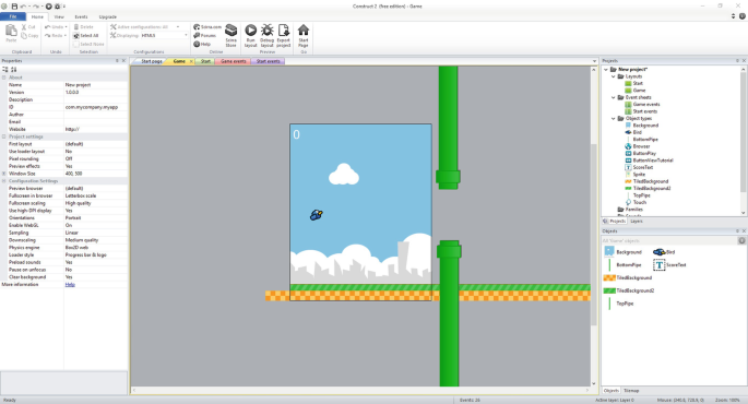 How to create FLAPPY BIRD in CONSTRUCT 2! 