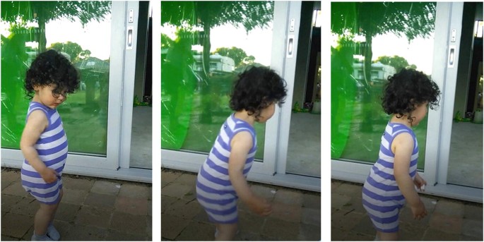 Three photographs of Silvia, who moves like a snail.