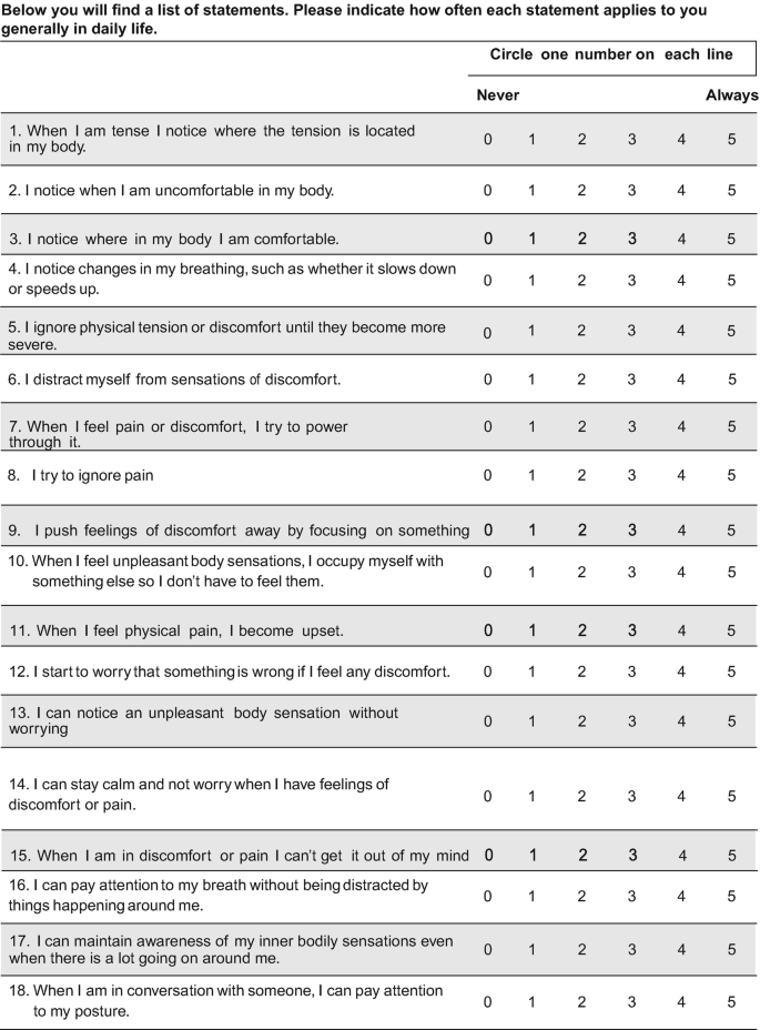 PDF) Methodological Articles Validação Portuguesa do Multidimensional  Assessment of Interoceptive Awareness (MAIA) Portuguese Validation of the  Multidimensional Assessment of Interoceptive Awareness (MAIA)