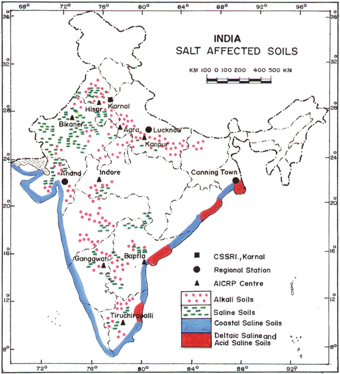 Secondary salinization from irrigation affects productive farmlands, unlike natural salt deserts