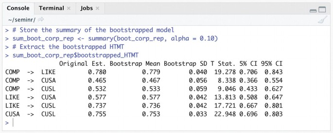 A screenshot of a console window illustrates storing the summary of the bootstrapped model and extracting the bootstrapped.