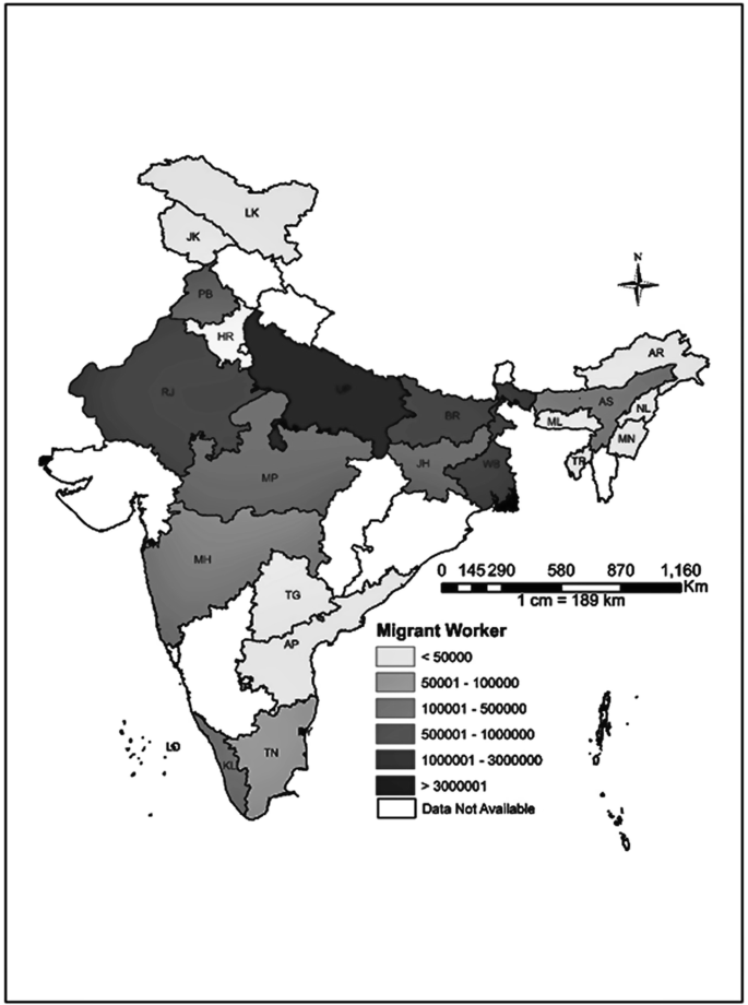 A map of India depicts migrants returning to their home states after the lockdown. The highest is from the northern region of India.