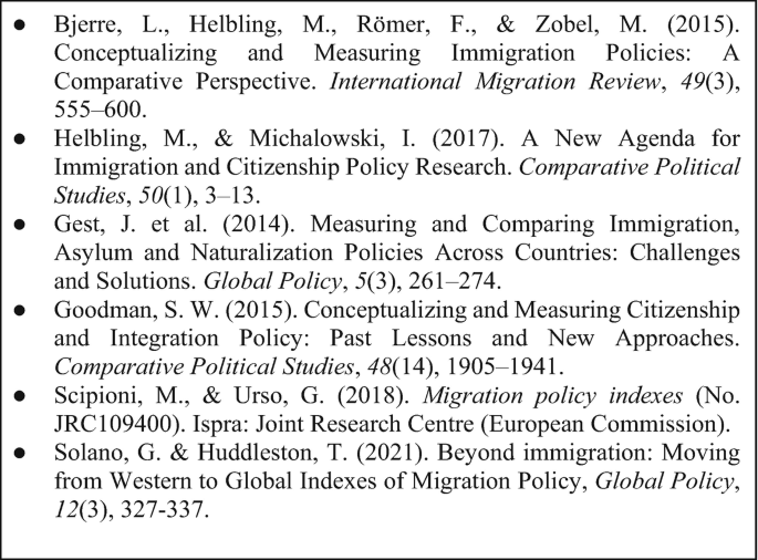 A Text of the recommended readings on migration policy.