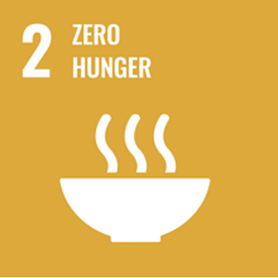 A poster is titled 2, Zero hunger and has a clipart of a bowl with steam that rises from it.