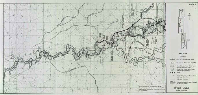 A toposheet for the extent of the floods over parts of the Juba.