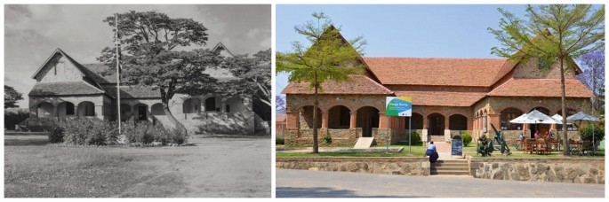 Two before and after images of Iringa Boma. The before image is from the British time and the after image is captured after restoration.