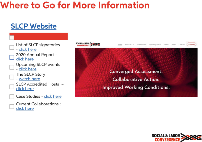A screenshot of the S L C P website with text- where to go for more information.